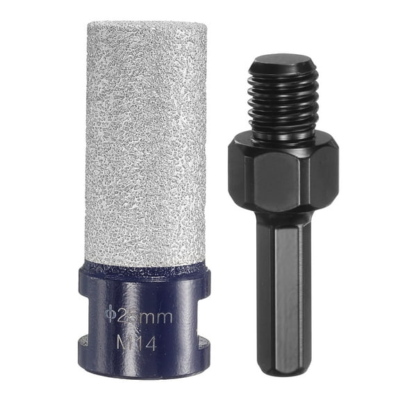 Diamond Finger Milling Bits 25mm (1") Dia 5/8"-11 Thread Diamond Milling Bit for Enlarging Shaping Existing Holes in Porcelain Ceramic with 3/8" Hex Shank Adapter, Blue/Black