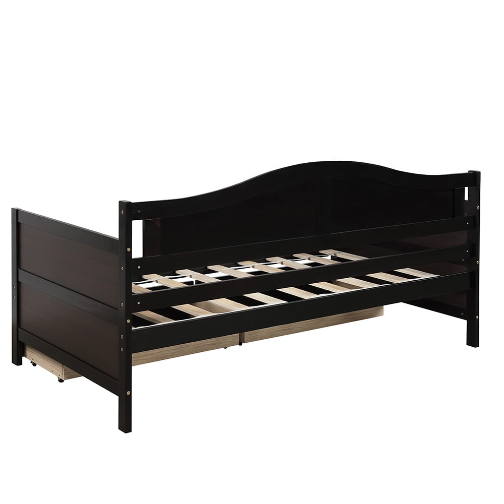 Kepooman Twin Size Wooden Daybed with 2 Drawers for Bedroom Living Room, 78.2"L x 42.3"W x 35.4"H, Espresso Kepooman Twin Size Wooden Daybed with 2 Drawers for Bedroom Living Room, 78.2"L x 42.3"W x 35.4"H, Espresso