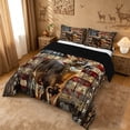 thumbnail image 2 of meiyoeat Vintage Flag Deer Queen Comforter Set, Rustic Hunting Print Comforter Sets Queen For Boys,Black Reversible,3 Pieces, 2 of 7
