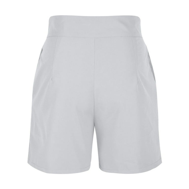 grey dress shorts women's Gray Women's High Waisted Pleated Dress Shorts for Business and Casual Lookbook Store
