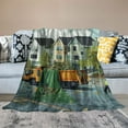 thumbnail image 2 of Orinice  Garbage Truck Soft Flannel Fleece Throw Blanket, Truck on The Road with Houses on The Background Men Picking The Trash, Cozy Plush for Indoor and Outdoor Use, Teal Green 40x50in, 2 of 6
