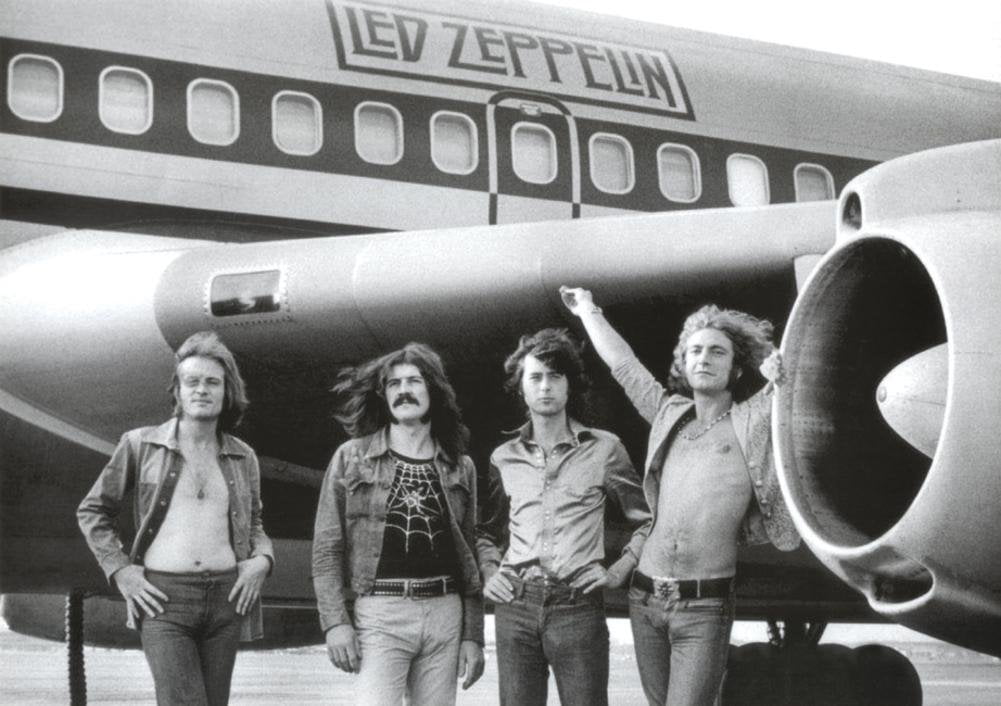 Led Zeppelin English Rock Band Poster Music Plant Black White Plane Picture 