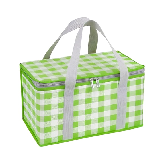 Foldable Insulated Picnic Basket Bag, Reusable Zipper Cooler Bag, Large Portable Waterproof Thermal Tote for Hot Cold Food, Eco Outdoor Picnic Accessories for Beach Camping Shopping