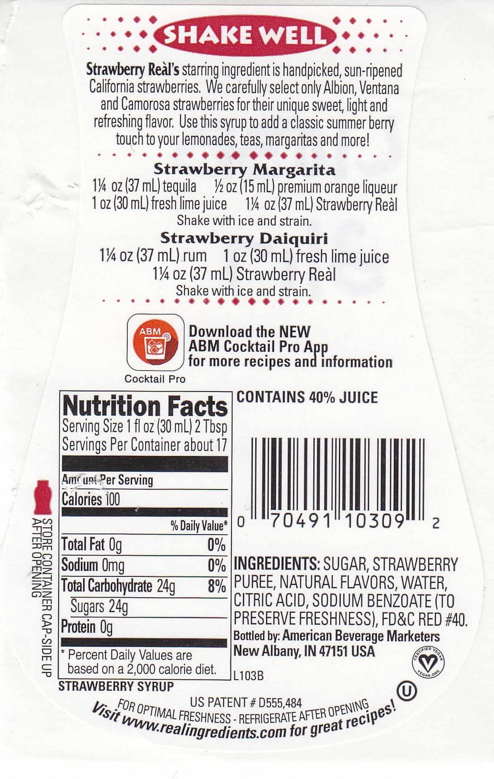Strawberry Real Strawberry Puree Infused Syrup, 16.9 Fl Oz