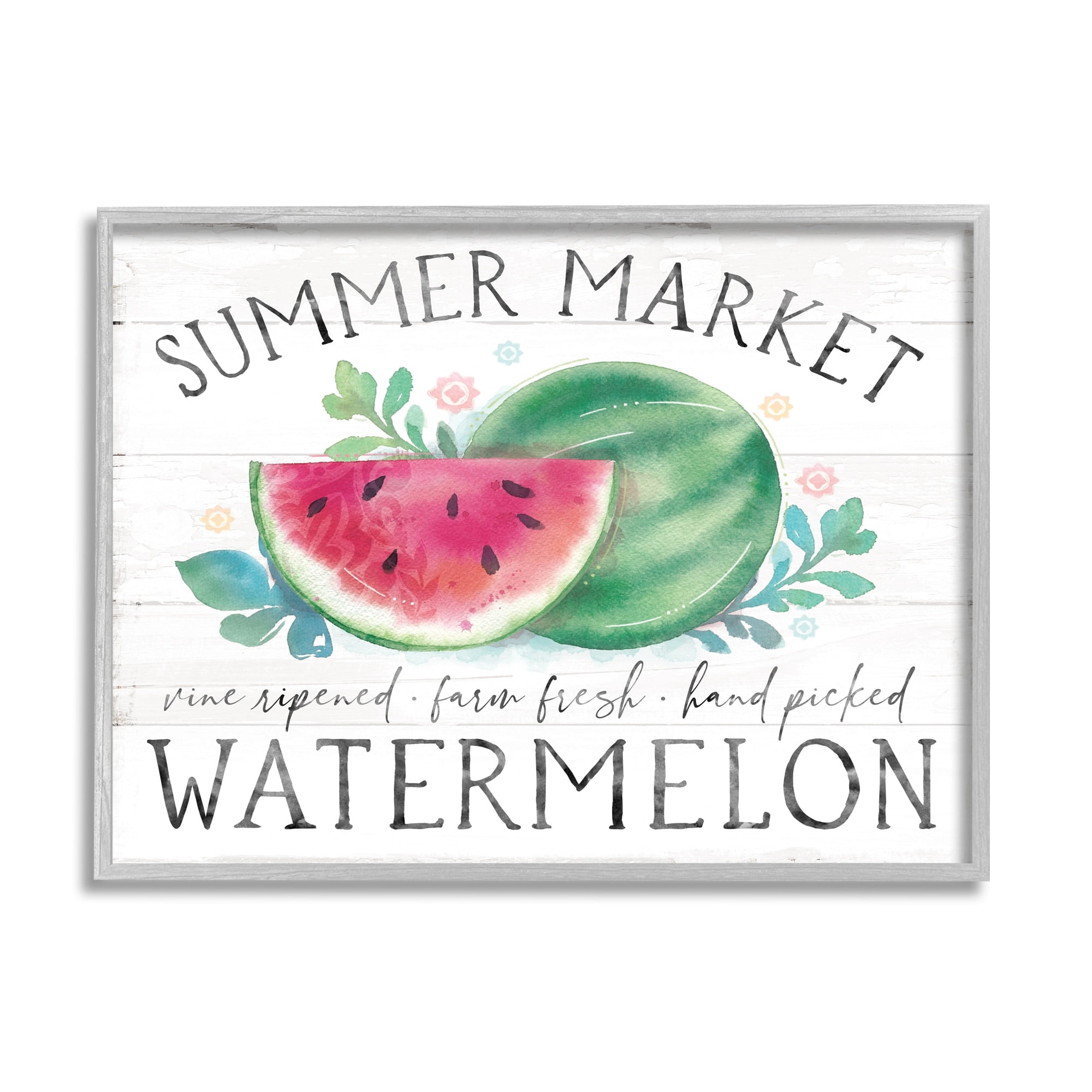 Stupell Industries Summer Market Watermelon Farm Country Grain Pattern Framed Wall Art, 14 x 11, Design by Courtney Morgenstern