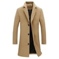 thumbnail image 5 of Unique Bargains Men's Slim Fit Notched Lapel Single Breasted Mid Length Overcoat L Khaki, 5 of 6