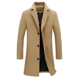 Black Friday Deals TopLLC Winter Coats for Men Men s Fashion Embroidery Medium Long Casual Woolen Coat Coat Long Sleeve Stand Collar Single Breasted Pocket Brushed Trench Coat Walmart