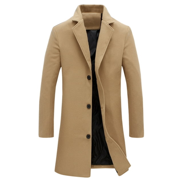 INSPIRE CHIC Manteau Trench pour Homme Coupe Ajustée Revers Cranté Pardessus à Simple Boutonnage Kaki m