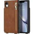 thumbnail image 2 of Crossbody Wallet Case for iPhone XR with Card Slot Holder,iPhone XR Magnetic Flip Folio Purse Case, PU Leather Zipper Handbag with Detachable Lanyard Strap 6.1 Inch (Brown), 2 of 16