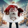 thumbnail image 2 of Funny Christmas Long Cardigan For Men Hoodies Santa Claus Xmas White Trim Warm Hooded Coat With Pocket, 2 of 4