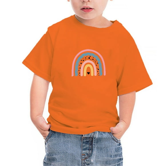 PEZHADA Boys T Shirts 14/16 Orange Shirt for Kids Unisex Round Neck Cotton Short Sleeve Cotton T-Shirt Top Orange T Shirt for Girls