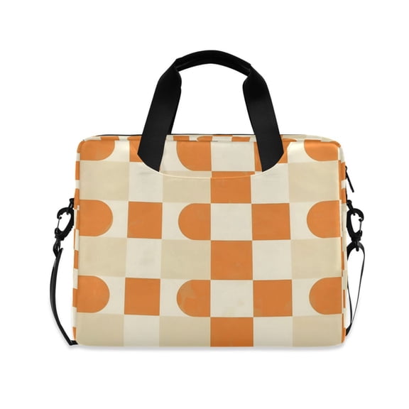 FORMRS 16" Laptop Bag Carrying Sleeve Case with Handle Travel Shoulder Briefcase, Orange Checkered Pattern