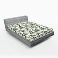 thumbnail image 2 of Ambesonne Tropical Fitted Sheet, Durian Botanical Motifs, Queen Size, Hunter Green and Warm Taupe, 2 of 5