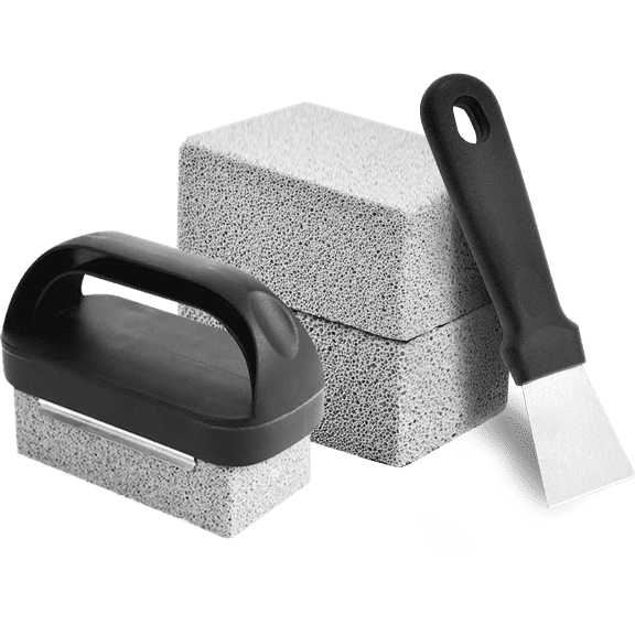 Grill Cleaner with Handle,Grill Cleaning Kit Tool for Blackstone  Accessories,Grill Stone Cleaning Bricks Brush,Griddle Scraper,Pumice Flat Top Griddle Cleaning Stone for Removing Stains