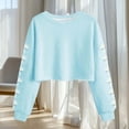 thumbnail image 3 of Uootdi Casual Tops for Women Crewneck Long Sleeve Floral Print Cropped Hem Fall Winter Casual Sweatshirts Gift, 3 of 5