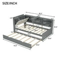 thumbnail image 4 of Twin Size Daybed with Trundle and Bookcase, Wood L-Shaped Corner Daybed with Hidden Storage Headboard, Twin Platform Bed Frame with Movable Shelves for Boys Girls, Gray, 4 of 7