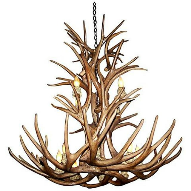 Lustre à 9 Douilles avec Chaîne en Bronze Rustique de 3 Pi.