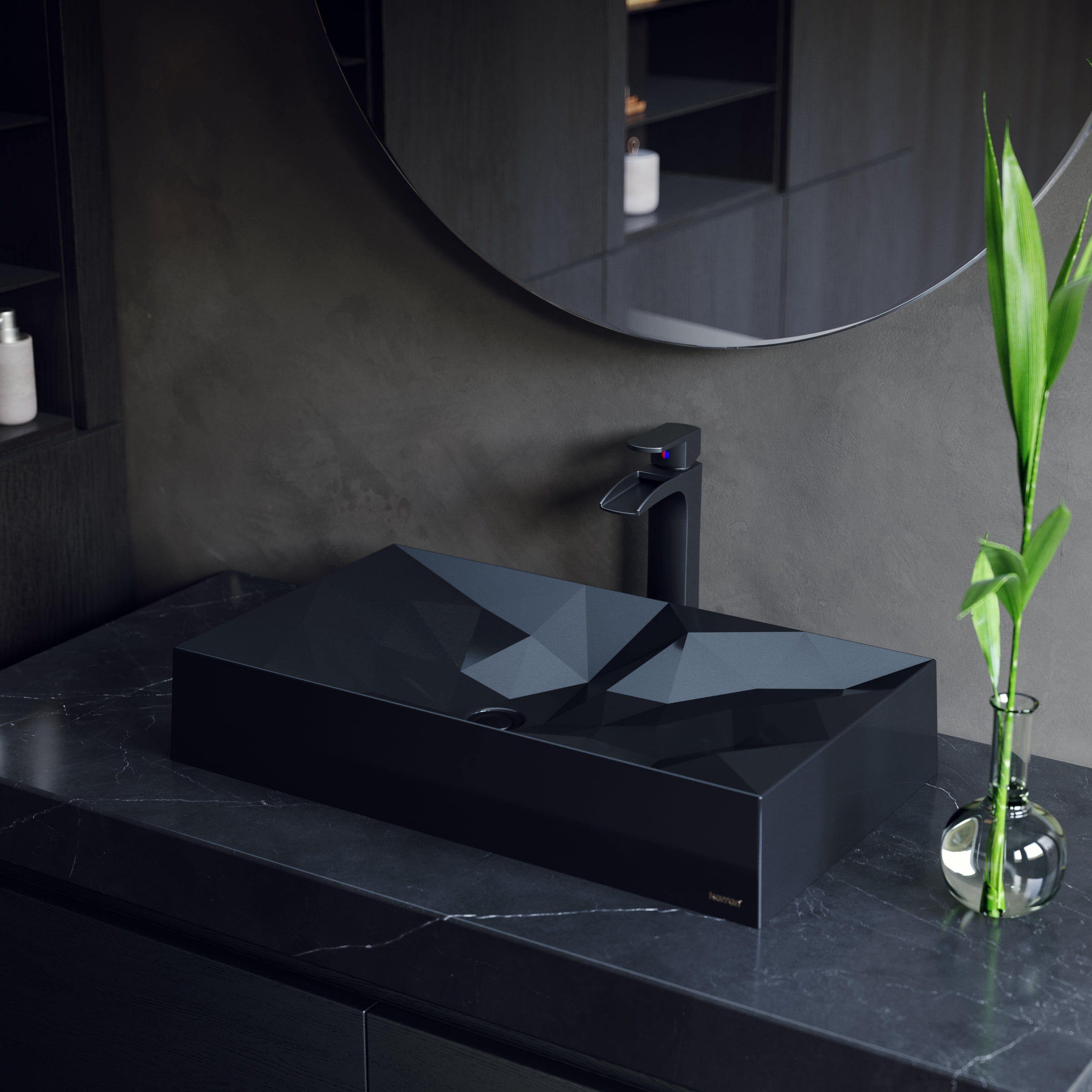 Karran Usa Sqs400 Sternhagen 28-1/8" Black Rectangular Quartz Composite Vessel Bathroom Sink