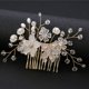 thumbnail image 4 of Nvzi Horquillas para el pelo de boda con flores para novias, peinetas con perlas de cristal, pinzas para el pelo, tocado, accesorios para el pelo de boda dorados, joyas - doradas, 4 of 4
