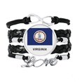 thumbnail image 1 of State Flag Contour Virginia Bracelet Love Accessory Twisted Leather Knitting Rope Wristband Gift, 1 of 2