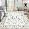 thumbnail image 6 of Hasoo 8' x 10' Area Rug Oriental Persian Floral Rug Machine Washable Boho Rug Soft Indoor Low Pile Non-Shedding Carpet for Living Room Bedroom, Beige, 6 of 6