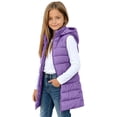 thumbnail image 4 of Sevevn Girls Boys Long Puffer Vest with Hood Sleeveless Quilted Padded Gilet Kids Zip Up Warm Outerwear Waistcoat, 4 of 9