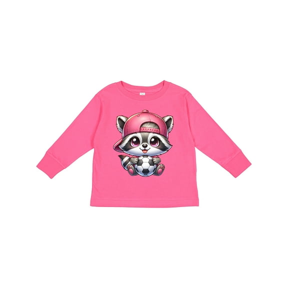 Inktastic Soccer Raccoon Girls Long Sleeve Toddler T-Shirt