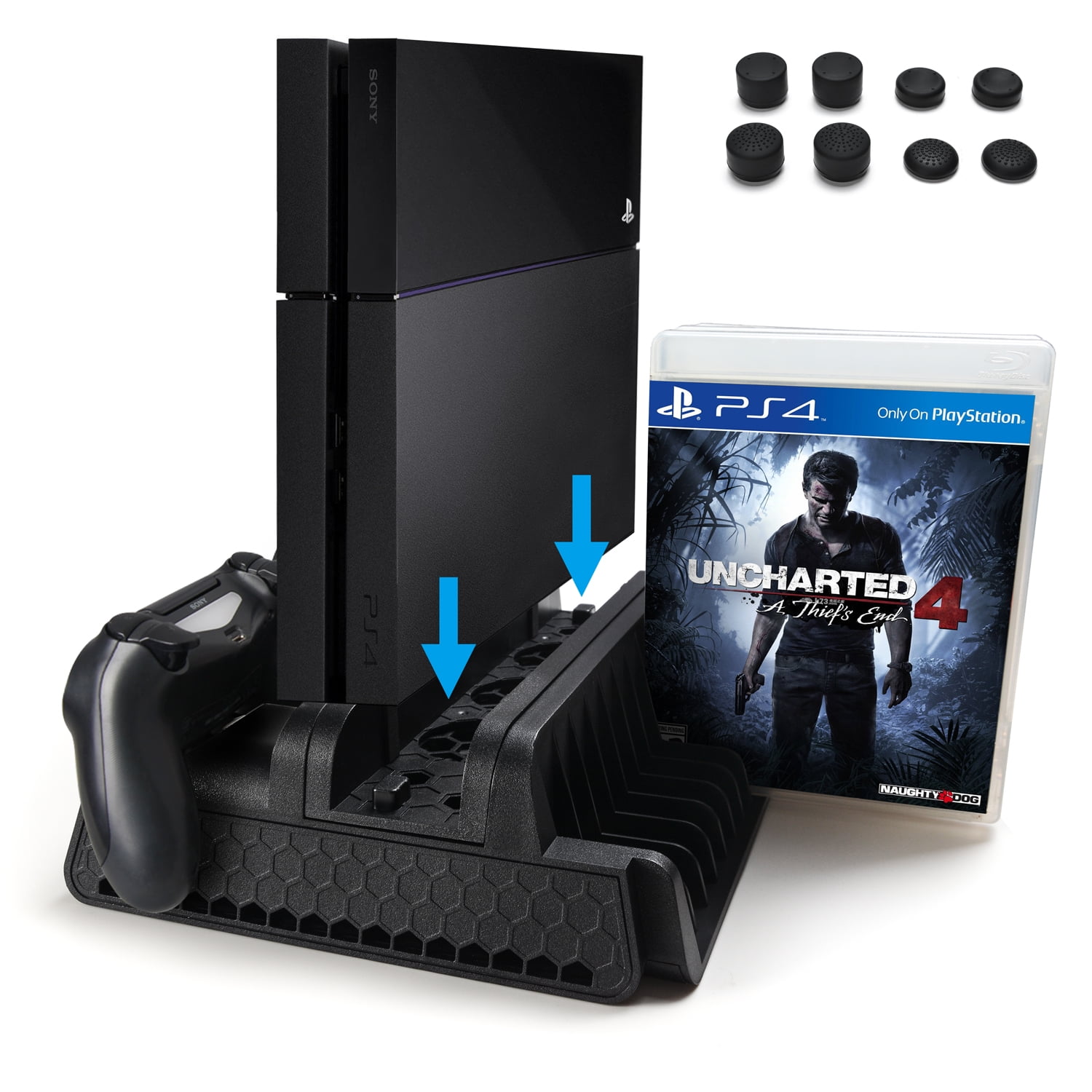 Borgerskab controller forberede AGPTEK PS4 Vertical Stand with Cooling Fan Dual Controllers for PS4 PS4  Slim PS4 Pro Console - Walmart.com