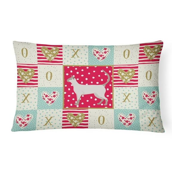 Carolines Treasures CK5704PW1216 Siamese modern 1 Cat Love Canvas Fabric Decorative Pillow, Red, 12H x16W, multicolor