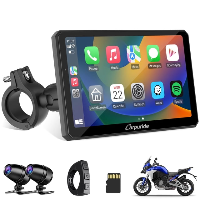 Cámara de salpicadero doble 1080P con pantalla Carpuride W712D para motocicleta