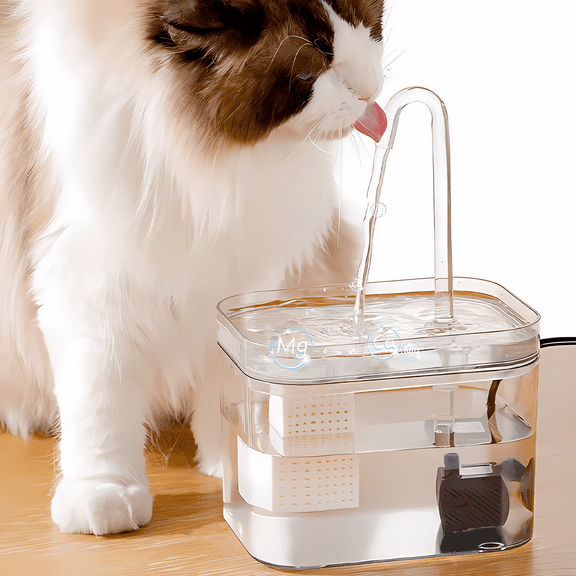 Pet Water Fountain,Pet Automatic Fountain,Cat Water Fountain, Automatic Water Dispenser for Cats and Dogs, Circulating Filtration System, Easy-to-See Water Level，50oz/1.5L