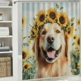 thumbnail image 6 of Patifu Dog with Sunflower Crown Chic Modern Bathroom Decor Shower Curtain Set with Hooks 100% Polyester Fiber 36"x72, 6 of 7