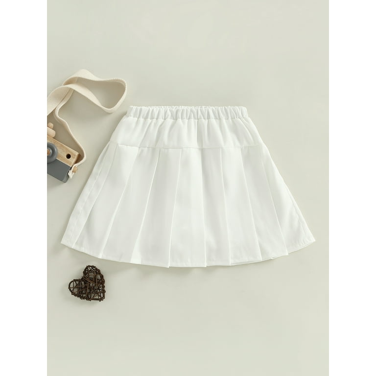 Bagilaanoe Toddler Baby Girls Pleated Skirts Solid Color Elastic