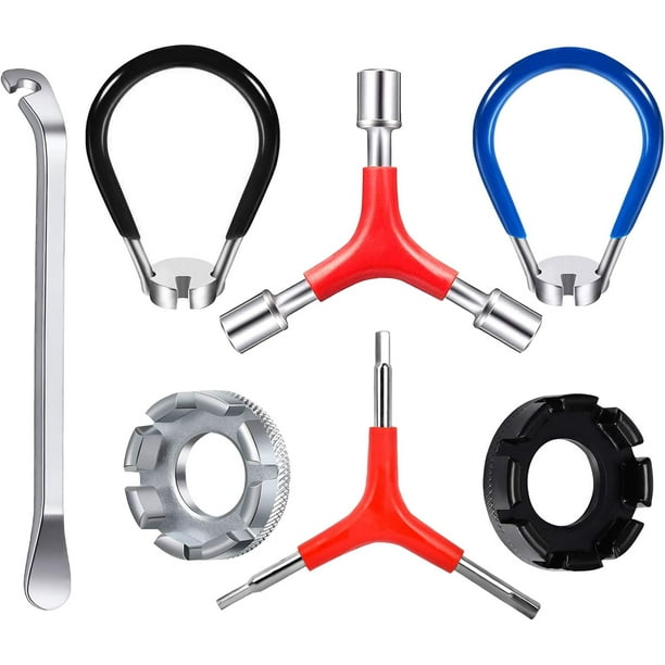 Llave para radios de bicicleta, kit de herramientas portátil para radios de bicicleta que incluye herramienta para rectificar llantas de bicicleta de 8 vías, llave para radios con mango de g