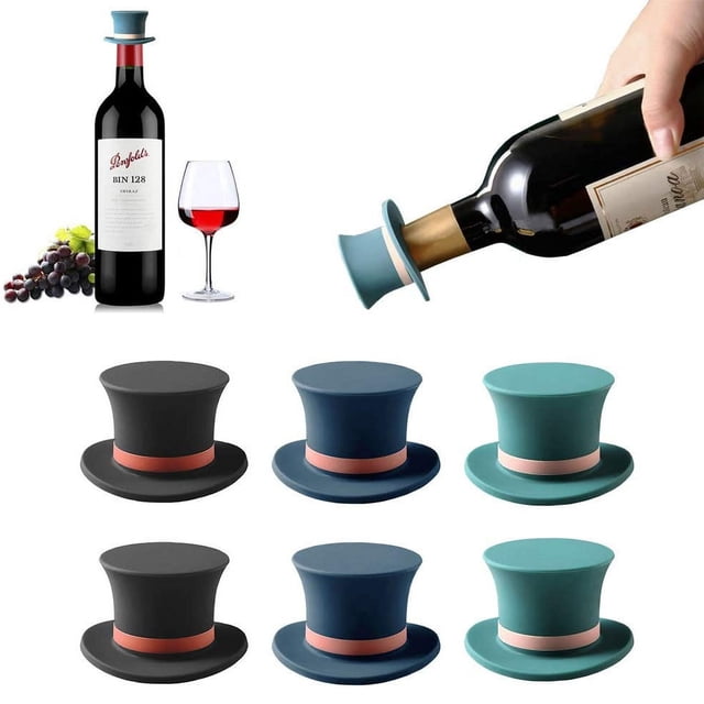 Tapón de silicona para botella de vino, divertido tapón para vino tinto, reutilizable, resellable, para vino, cerveza, bebida casera, accesorios de cocina (6 paquetes)