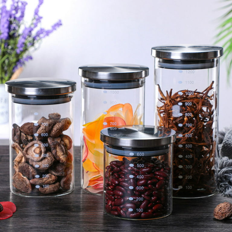 Glass Jar with Bamboo Lids, Glass Airtight food Storage Containers, Glass  Canister set, Glass storage containers with lids, Glass Jars food storage, Glass  Pantry Organization Set 26oz-6pcs 