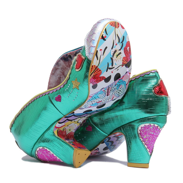 Irregular Choice Banjo Time Women's Mid Heel Shoes With Bow In Blue Size 5.5