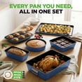 thumbnail image 6 of 8-Piece Nonstick Stackable Bakeware Set - Blue Baking Tray w/Non-Stick Coating, Oven Safe to 450 ° F, 6 of 7