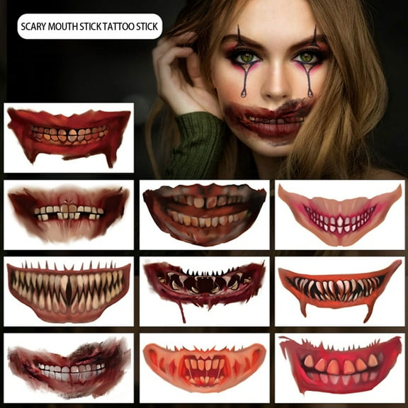 Party horror film long-lasting lip gloss simulation irregular sticker mischief party decorations Halloween party decorations
