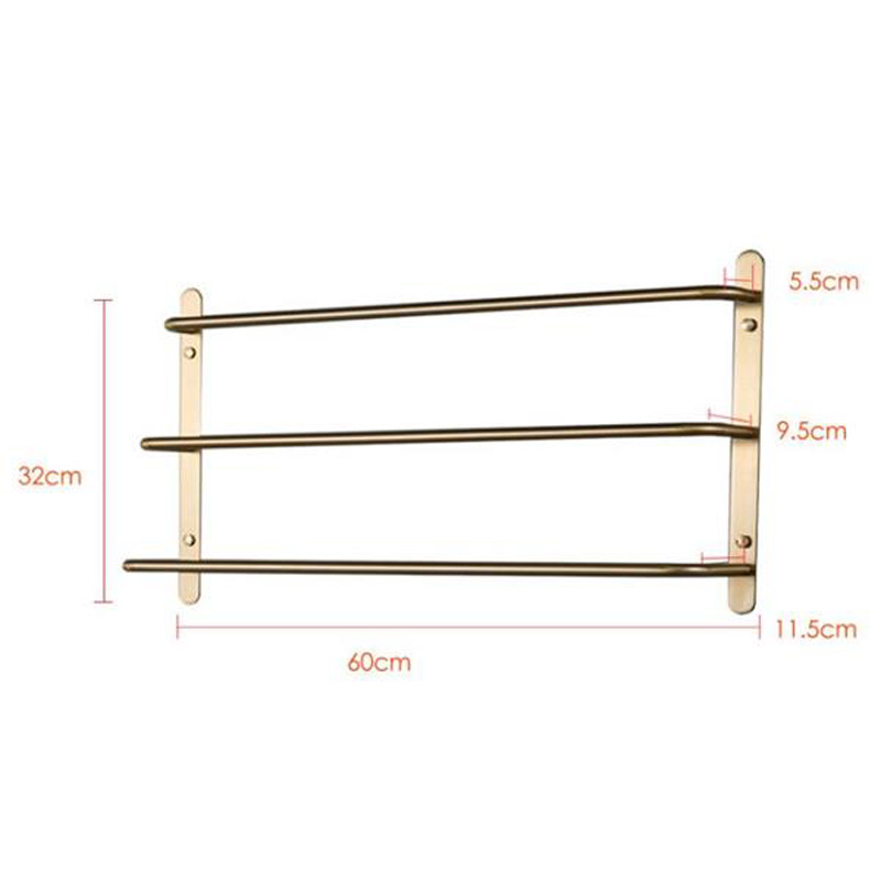 3-Layers Towel Bar, Wall Mounted Towel Rail Stainless Steel Towel Rack Towel Holder for Bathroom Kitchen, 45cm - image 2 of 7
