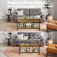 thumbnail image 5 of Coffee Table for Living Room, Lofka Lift Top Wooden Table with 3 Storage Shelves and Hidden Compartment, Perfect for Apartment and Small Spaces, Rustic Brown, 5 of 5