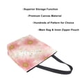 thumbnail image 3 of Open Top Canvas Tote Bag with Zipper Reusable Shopping Bag 13.5x15" Roomy Carryall Light Pink Daisies, 3 of 9