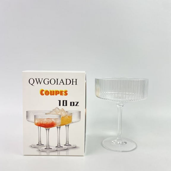 QWGOIADH Coupes, 10 oz Vintage Coupe Glass Set, Unique Martini Glass, Classic Cocktail Galssware, Bar Drinking Glasses Set Pefect for Cocktail, Wine, Champagne & Gift