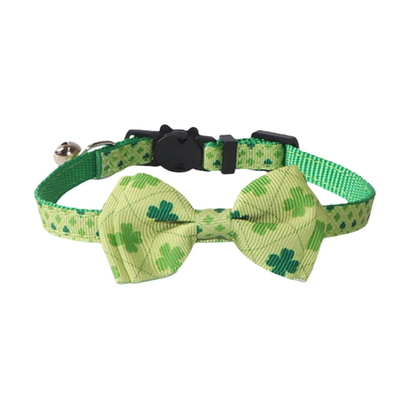 Wovilon New Pet Products Irish Festival Bow With Bells Cats Collar