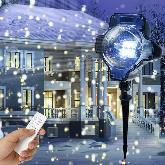 LINLIN Snowfall Decorative Light,Waterproof Rotating Christmas Spotlights LED Projector Light with Remote Control,Outdoor Indoor Landscape Snowflake Decorative lighting for Garden Wedding Party