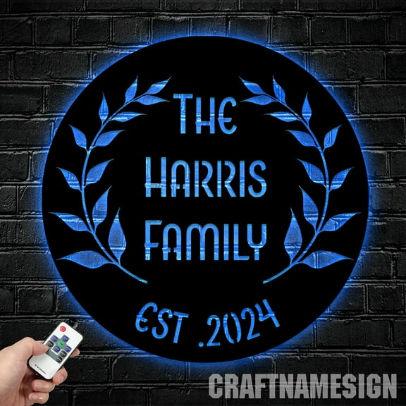 Craftnamesign Custom Floral Family Name Metal Art, Personalized Family Name Sign