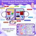 thumbnail image 2 of Libro sensorial Montessori Busy Board Esjay para niños pequeños, color morado, 2 of 6