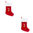 thumbnail image 1 of Billuyoard Medias navideñas con letras - Calcetín de tela de Papá Noel para niños Bolsa de dulces Única crea festiva grande roja J J roja grande 2Conjunto, 1 of 6