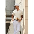 thumbnail image 4 of COOFANDY Men's Knit Button Down Shirt Vintage Short Sleeve Polo Shirts Casual Beach Shirts, 4 of 8