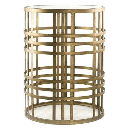 - FirsTime & Co. Weave Side Table with Glass Tabletop, Brass Finish